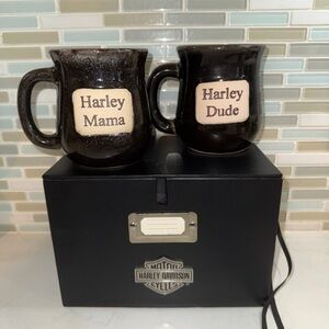 Harley-Davidson Black and Cream Mug set of 2